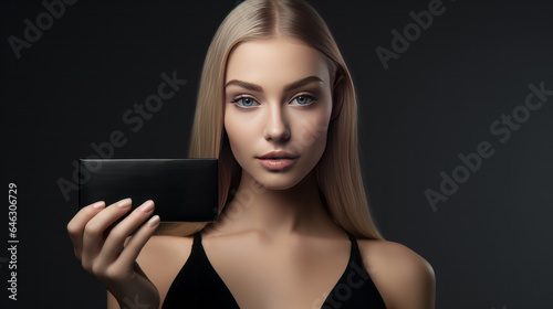 portrait of a woman holding a box