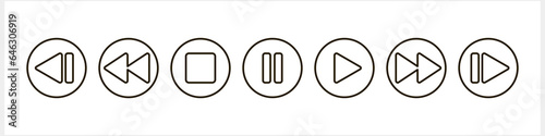 Stop pause play icon Sketch pictogram Vector stock illustration EPS 10