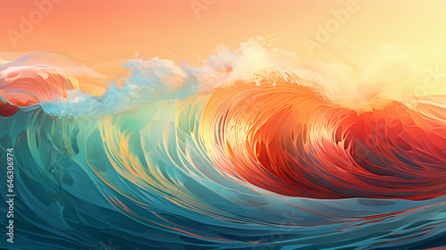 Beautiful abstract surf wave at sunset Generative 