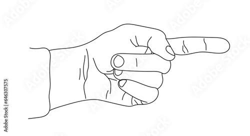 Hand of Businessman Pointing Direction Forward Line Art. Business and leadership concept