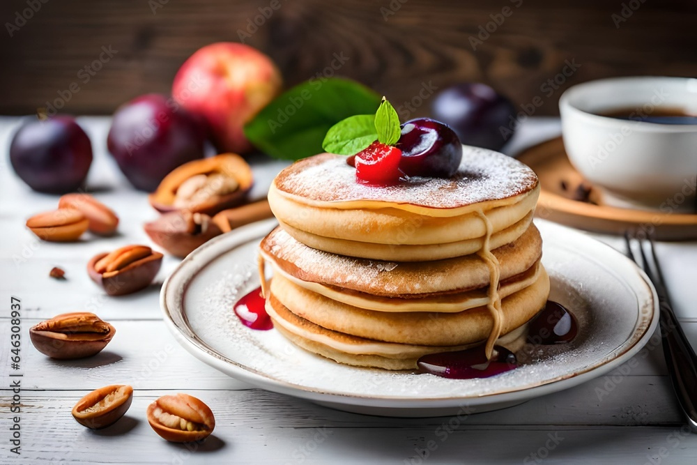 A pile of pancakes drizzled with syrup.
A pile of pancakes drizzled with syrup.