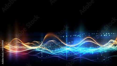 internet wave signal technology background, abstract background with glowing lights