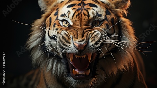 Tiger pose when roaring with a ferocious face © MBRAMO