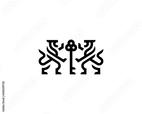 Two lion with key logo