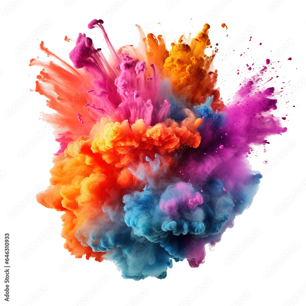 Splashes of multicolored powder paint - obrazy, fototapety, plakaty 