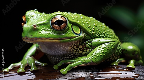 Tree Frog, on a Leaf with a dark Background © MBRAMO