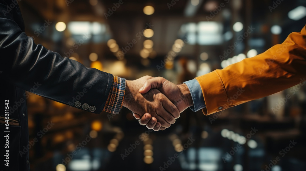 Close-up of business people shaking hands in office. Successful business concept.