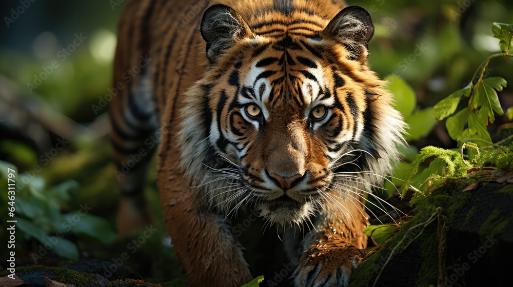 Wild tiger roaming in nature Wild tiger roaming in nature