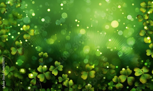 Vibrant Green Clover Leaves. St. Patrick's Day Background