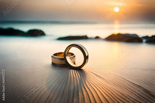 wedding rings on the beach