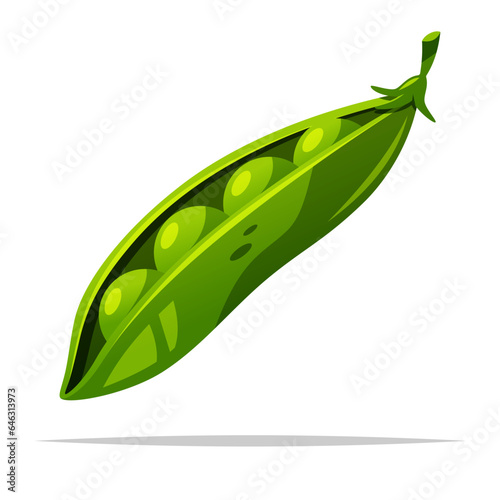 Green peas in a pod vector isolated illustration