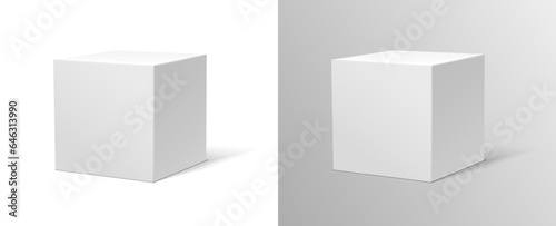 3d realistic vector icon. White cube. Isolated.