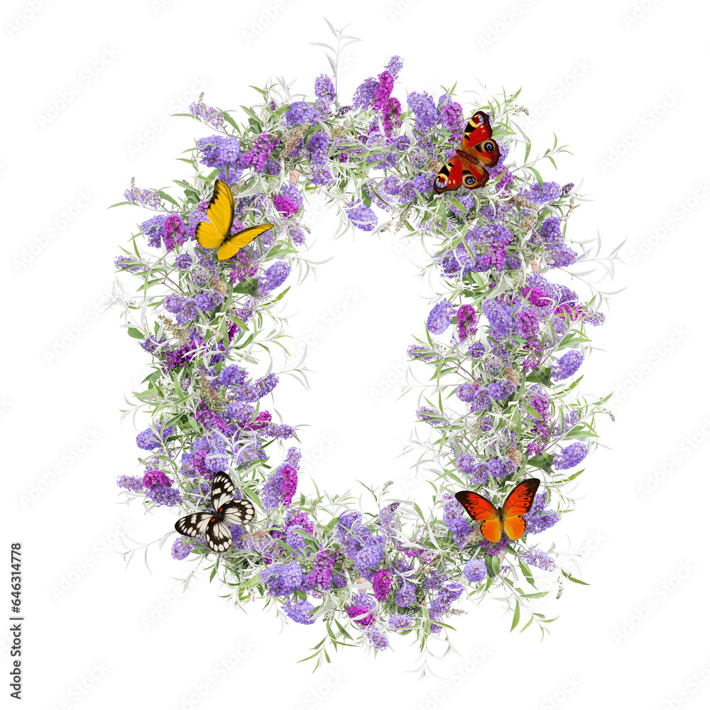 Buddleia flower alphabet - digi 0 Buddleia flower alphabet - digi 0