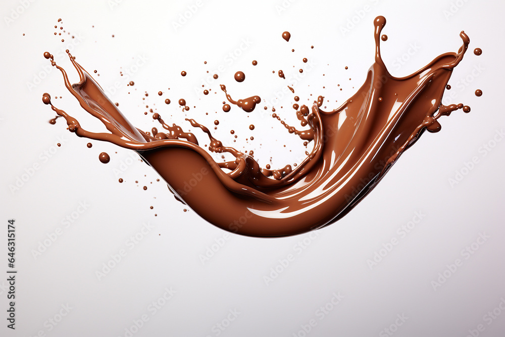 chocolate splash isolated on white - obrazy, fototapety, plakaty 