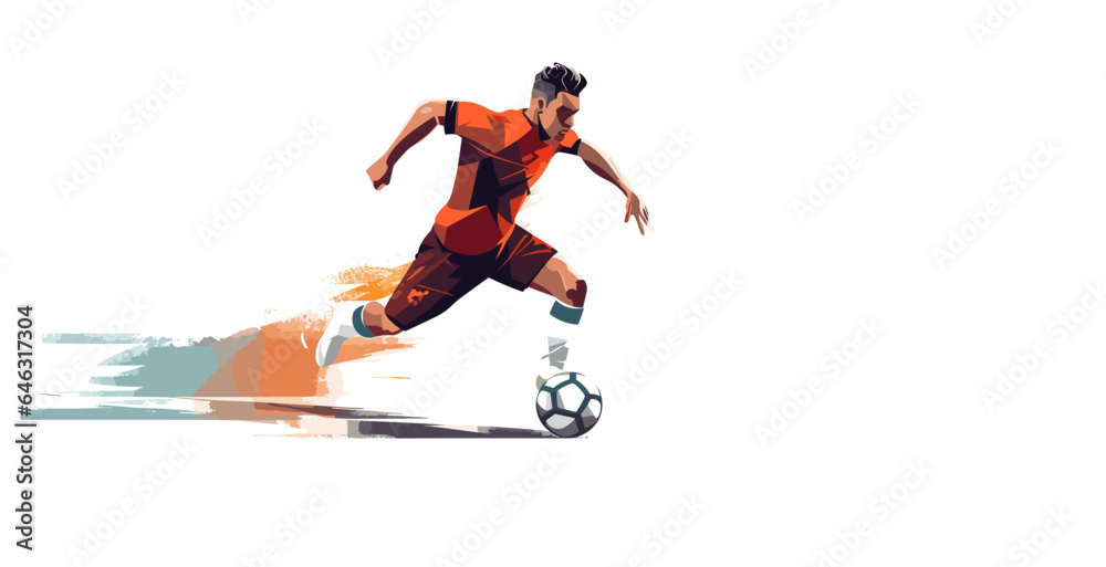 football soccer player man in action isolated white background. Vector illustration