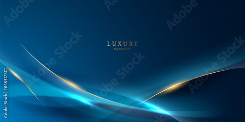 blue abstract background with luxury golden elements vector illustration