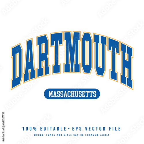 Dartmouth text effect vector. Vintage editable college t-shirt design printable text effect vector 