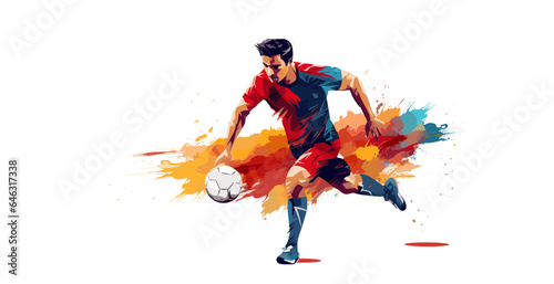 football soccer player man in action isolated white background. Vector illustration © Rajesh