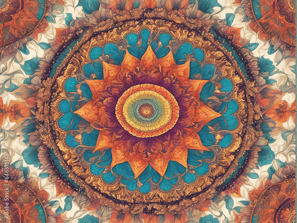 Mandala pattern background with Generative AI.