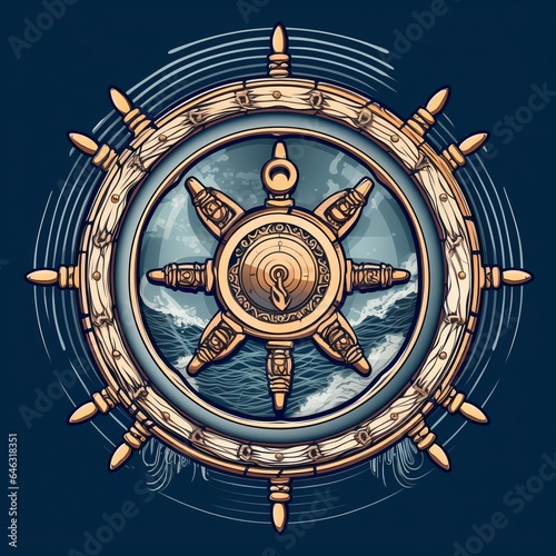 Free Crafting a Ship Wooden Steering Wheel Logo Design for Nautical Elegance Generative AI