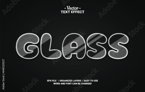 Transparent Glass Editable Vector Text Effect.