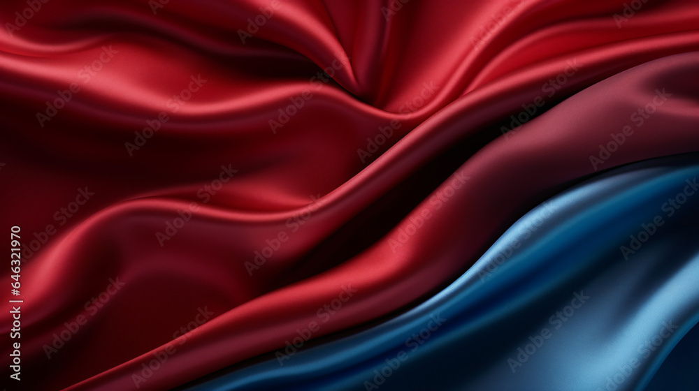 Dark red and blue silk fabric texture background