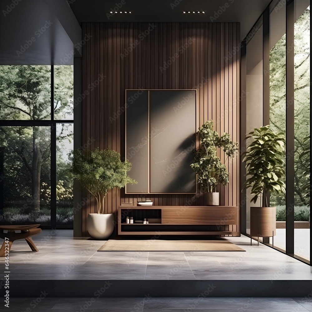 This entrance area is a blend of various interior design styles, each ...