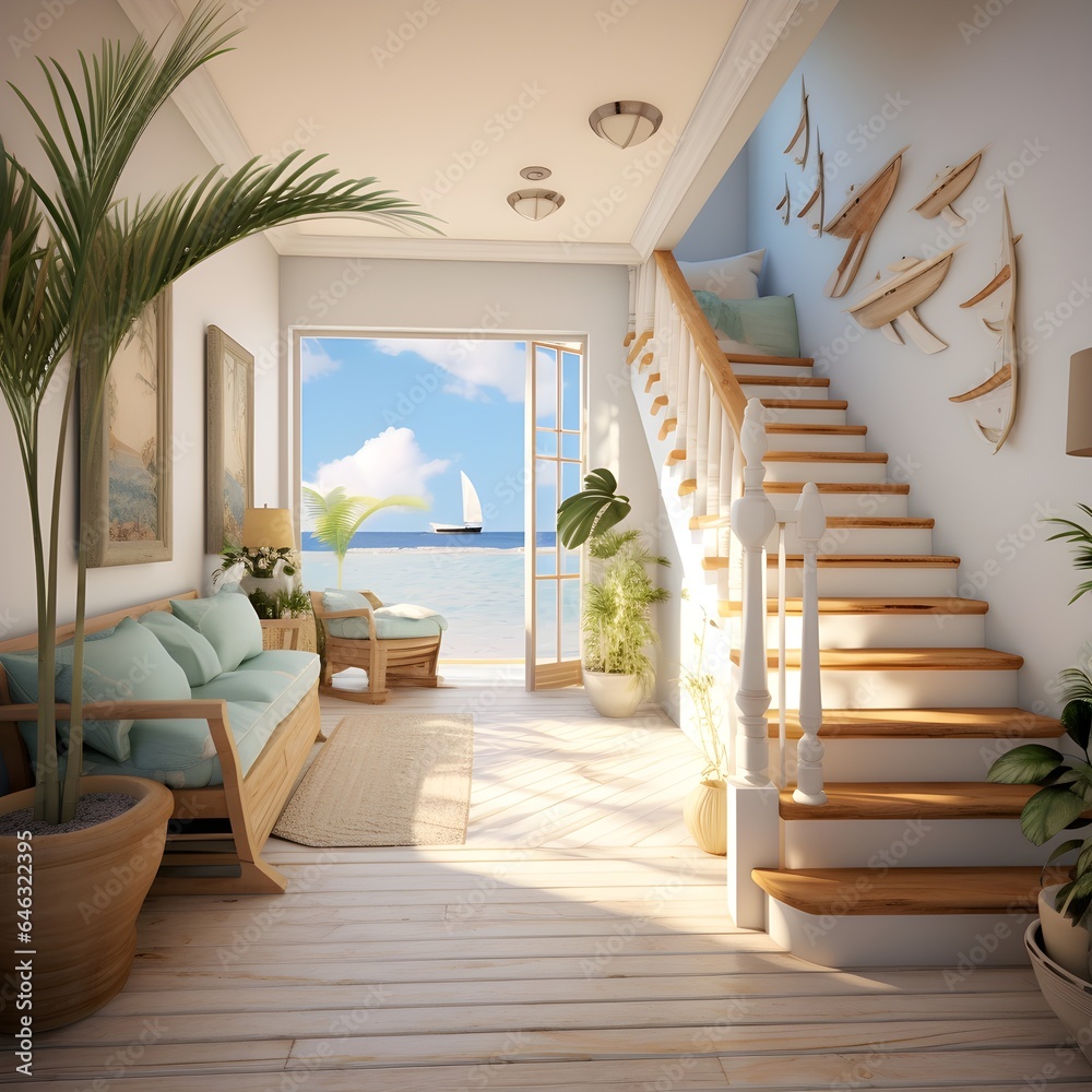 This entrance area is a blend of various interior design styles, each ...