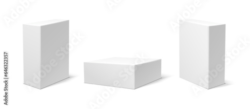 White 3d vector icon mockup packaging boxes.