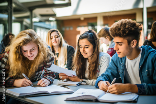 group of students studying hard in a modern university - Generative AI