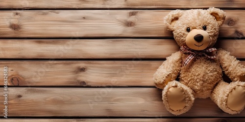 Cherished memories. Classic teddy bear of childhood. nostalgic comfort. Warm embrace. Wholesome playtime photo