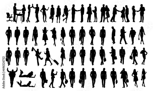 silhouettes of people bussiness set vector