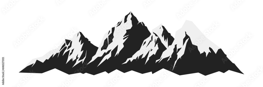 Mountain silhouette on white background. Vector illustration