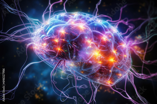 Brain activity  Neural networks of the human brain and nervous system.