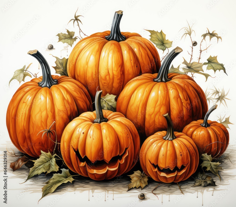 pumpkins on the ground