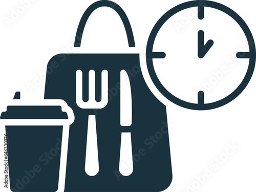 Meal break icon. Monochrome simple sign from employee benefits collection. Meal break icon for logo, templates, web design and infographics.