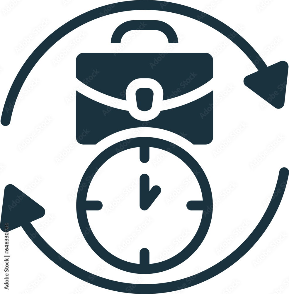 Flexible hours icon. Monochrome simple sign from employee benefits collection. Flexible hours icon for logo, templates, web design and infographics. Flexible hours icon. Monochrome simple sign from employee benefits collection. Flexible hours icon for logo, templates, web design and infographics.