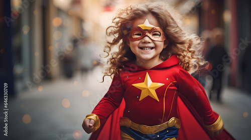 Pretty little girl in superhero costume photo