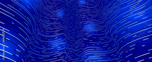 Technology vector abstract background with lines big data flow, 3D abstraction of nanotechnology and science, electronics and digital style, wire net dimensional perspective.