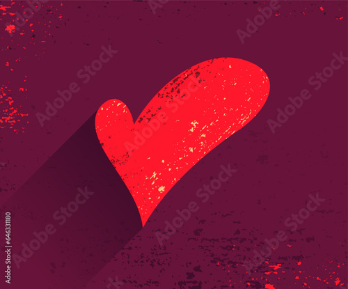 Red heart over wooden textu...