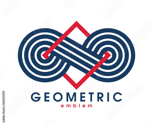 Abstract geometric infinity shaped vector logo isolated on white, infinite linear graphic design modern style symbol, eternity line art geometrical shape emblem or icon.