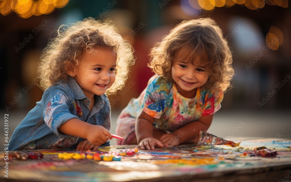 children playing with paints illustration ,Generative AI
children playing with paints illustration ,Generative AI