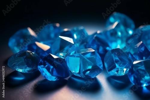 Blue crystal glass stones. Generate Ai