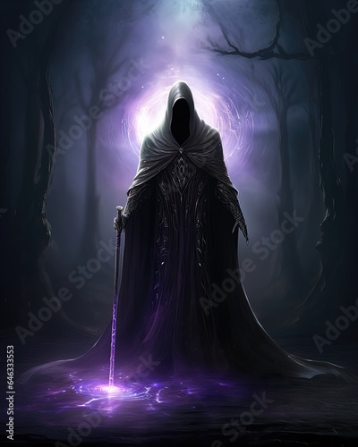 Hooded fantasy grim reaper. Great for fantasy, dark fantasy, space, magic, sorcery and more. 