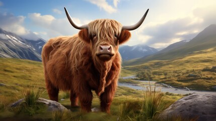 Deken met foto Schotse hooglander Hooglander met lange gebogen horens  © Zain Graphics