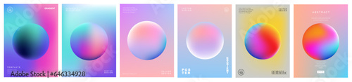 Set of creative covers or posters concept in modern minimal style for corporate identity, branding, social media advertising, promo. Minimalist cover design template with dynamic fluid gradient.