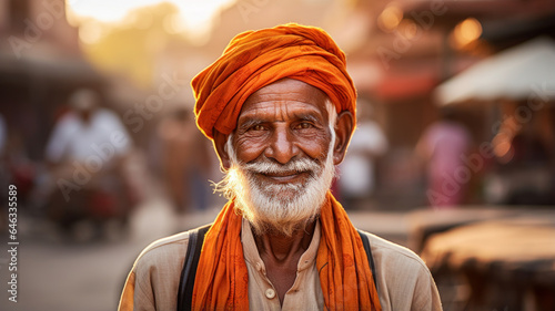 portrait of Indian man with turban smiling