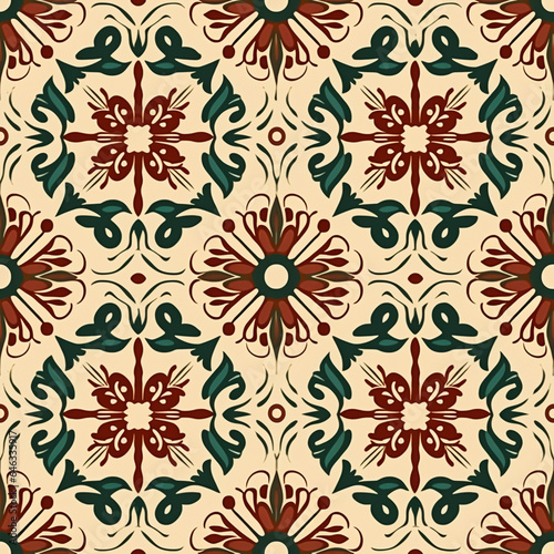 Seamless pattern, tileable old Christmas holiday English antique country style print for wallpaper, wrapping paper, scrapbook, fabric and product design