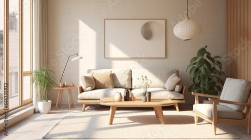 Japandi-style modern interior  Sunny Scandinavian apartment with wood and plaster elements
