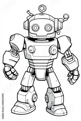 Robot, transformer vector illustration. Anti-stress coloring book for adults and children. Black and white.